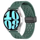 For Samsung Galaxy Watch 6 44mm 20mm Folding Magnetic Clasp Silicone Watch Band(Dark Green) - 1