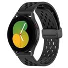 For Samsung Galaxy Watch 5  44mm 20mm Folding Magnetic Clasp Silicone Watch Band(Black) - 1