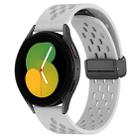 For Samsung Galaxy Watch 5  44mm 20mm Folding Magnetic Clasp Silicone Watch Band(Light Grey) - 1