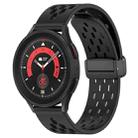 For Samsung Galaxy Watch 5 Pro  45mm 20mm Folding Magnetic Clasp Silicone Watch Band(Black) - 1