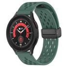 For Samsung Galaxy Watch 5 Pro  45mm 20mm Folding Magnetic Clasp Silicone Watch Band(Dark Green) - 1