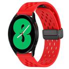 For Samsung Galaxy Watch 4 44mm 20mm Folding Magnetic Clasp Silicone Watch Band(Red) - 1