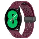 For Samsung Galaxy Watch 4 44mm 20mm Folding Magnetic Clasp Silicone Watch Band(Wine Red) - 1