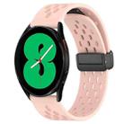 For Samsung Galaxy Watch 4 44mm 20mm Folding Magnetic Clasp Silicone Watch Band(Pink) - 1