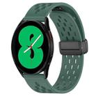 For Samsung Galaxy Watch 4 44mm 20mm Folding Magnetic Clasp Silicone Watch Band(Dark Green) - 1