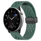 For Amazfit GTR Mini 20mm Folding Magnetic Clasp Silicone Watch Band(Dark Green) - 1