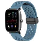 For Amazfit GTS 4 Mini 20mm Folding Magnetic Clasp Silicone Watch Band(Blue) - 1