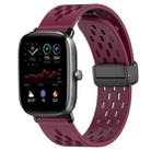 For Amazfit GTS 4 Mini 20mm Folding Magnetic Clasp Silicone Watch Band(Burgundy) - 1