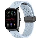 For Amazfit GTS 4 Mini 20mm Folding Magnetic Clasp Silicone Watch Band(Light Blue) - 1