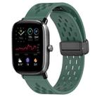 For Amazfit GTS 4 Mini 20mm Folding Magnetic Clasp Silicone Watch Band(Dark Green) - 1