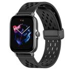 For Amazfit GTS 3 20mm Folding Magnetic Clasp Silicone Watch Band(Black) - 1