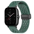 For Amazfit GTS 2E 20mm Folding Magnetic Clasp Silicone Watch Band(Dark Green) - 1