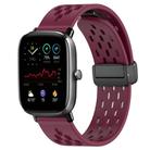 For Amazfit GTS 2 Mini 20mm Folding Magnetic Clasp Silicone Watch Band(Burgundy) - 1