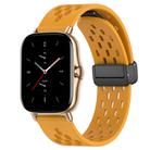 For Amazfit GTS 2 20mm Folding Magnetic Clasp Silicone Watch Band(Yellow) - 1