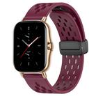 For Amazfit GTS 2 20mm Folding Magnetic Clasp Silicone Watch Band(Burgundy) - 1