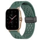 For Amazfit GTS 2 20mm Folding Magnetic Clasp Silicone Watch Band(Dark Green) - 1