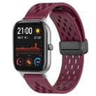 For Amazfit GTS 20mm Folding Magnetic Clasp Silicone Watch Band(Burgundy) - 1