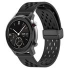 For Amazfit GTR 42mm 20mm Folding Magnetic Clasp Silicone Watch Band(Black) - 1
