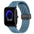 For Amazfit Pop 20mm Folding Magnetic Clasp Silicone Watch Band(Blue) - 1