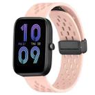 For Amazfit Bip3 20mm Folding Magnetic Clasp Silicone Watch Band(Pink) - 1