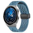 For Huawei Watch GT3 Pro 43mm 20mm Folding Magnetic Clasp Silicone Watch Band(Blue) - 1