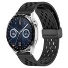 For Huawei Watch GT3 42mm 20mm Folding Magnetic Clasp Silicone Watch Band(Black) - 1