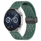 For Huawei Watch GT3 42mm 20mm Folding Magnetic Clasp Silicone Watch Band(Dark Green) - 1