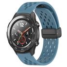 For Huawei Watch 2 20mm Folding Magnetic Clasp Silicone Watch Band(Blue) - 1
