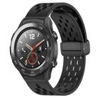 For Huawei Watch 2 20mm Folding Magnetic Clasp Silicone Watch Band(Black) - 1