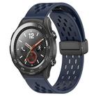 For Huawei Watch 2 20mm Folding Magnetic Clasp Silicone Watch Band(Midnight Blue) - 1