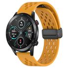 For Honor MagicWatch2 42mm 20mm Folding Magnetic Clasp Silicone Watch Band(Yellow) - 1
