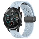For Honor MagicWatch2 42mm 20mm Folding Magnetic Clasp Silicone Watch Band(Light Blue) - 1