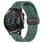 For Honor MagicWatch2 42mm 20mm Folding Magnetic Clasp Silicone Watch Band(Dark Green) - 1
