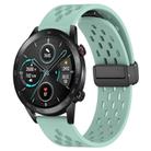 For Honor MagicWatch2 42mm 20mm Folding Magnetic Clasp Silicone Watch Band(Teal) - 1