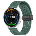 For Garmin Venu 3 22mm Folding Magnetic Clasp Silicone Watch Band(Dark Green) - 1