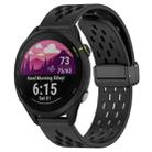 For Garmin Forerunner 255 Music 22mm Folding Magnetic Clasp Silicone Watch Band(Black) - 1