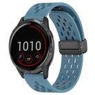 For Garmin Vivoactive 4 22mm Folding Magnetic Clasp Silicone Watch Band(Blue) - 1