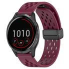 For Garmin Vivoactive 4 22mm Folding Magnetic Clasp Silicone Watch Band(Wine Red) - 1