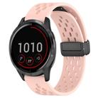 For Garmin Vivoactive 4 22mm Folding Magnetic Clasp Silicone Watch Band(Pink) - 1