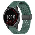 For Garmin Vivoactive 4 22mm Folding Magnetic Clasp Silicone Watch Band(Dark Green) - 1