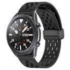 For Samsung Galaxy Watch3 45mm 22mm Folding Magnetic Clasp Silicone Watch Band(Black) - 1