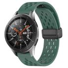 For Samsung Galaxy Watch 46mm 22mm Folding Magnetic Clasp Silicone Watch Band(Dark Green) - 1