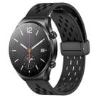 For Xiaomi MI Watch S1 22mm Folding Magnetic Clasp Silicone Watch Band(Black) - 1