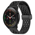 For Xiaomi MI Watch S1 Pro 22mm Folding Magnetic Clasp Silicone Watch Band(Black) - 1