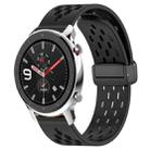 For Amazfit GTR 4 22mm Folding Magnetic Clasp Silicone Watch Band(Black) - 1