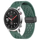 For Amazfit GTR 4 22mm Folding Magnetic Clasp Silicone Watch Band(Dark Green) - 1