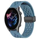 For Amazfit GTR 3 22mm Folding Magnetic Clasp Silicone Watch Band(Blue) - 1