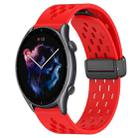 For Amazfit GTR 3 22mm Folding Magnetic Clasp Silicone Watch Band(Red) - 1