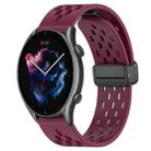 For Amazfit GTR 3 22mm Folding Magnetic Clasp Silicone Watch Band(Burgundy) - 1