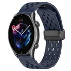 For Amazfit GTR 3 22mm Folding Magnetic Clasp Silicone Watch Band(Midnight Blue) - 1